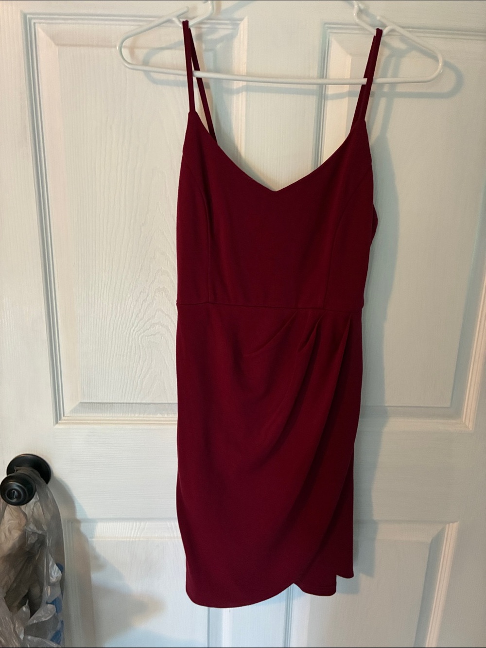 Spaghetti-Strap Wine Red Mini Dress
